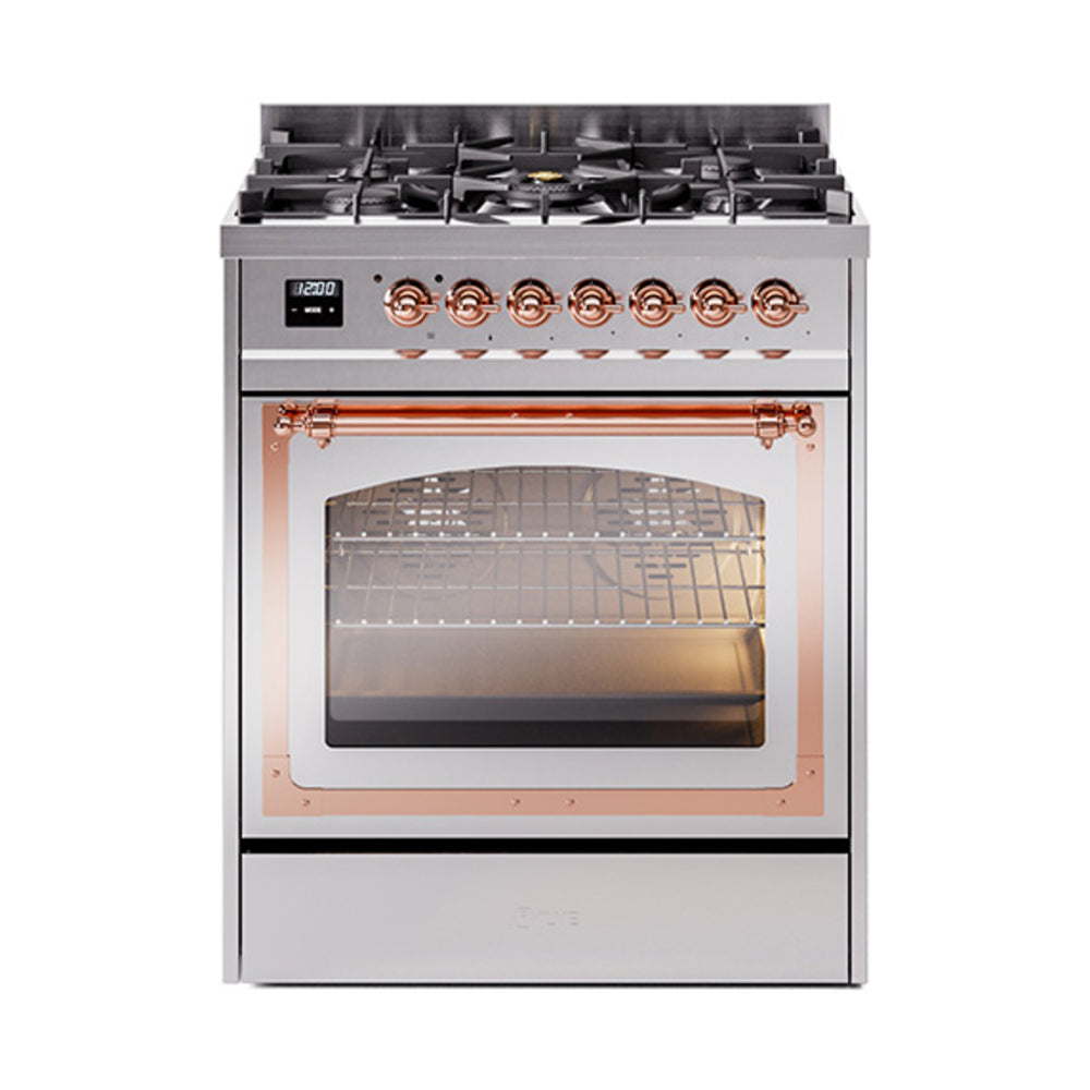 ILVE Nostalgie II Noblesse 30" Dual Fuel Range Triple Glass Door UN30NMP
