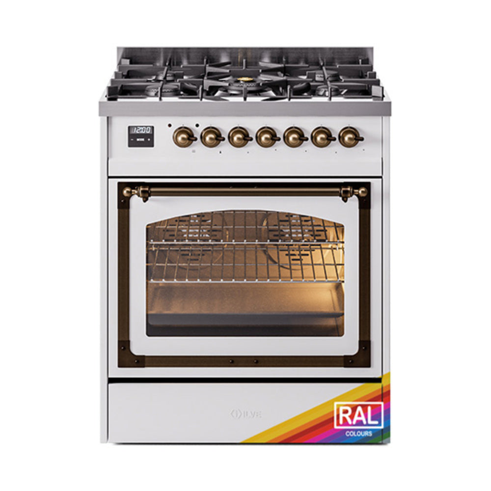 ILVE Nostalgie II Noblesse 30" Dual Fuel Range Triple Glass Door UN30NMP
