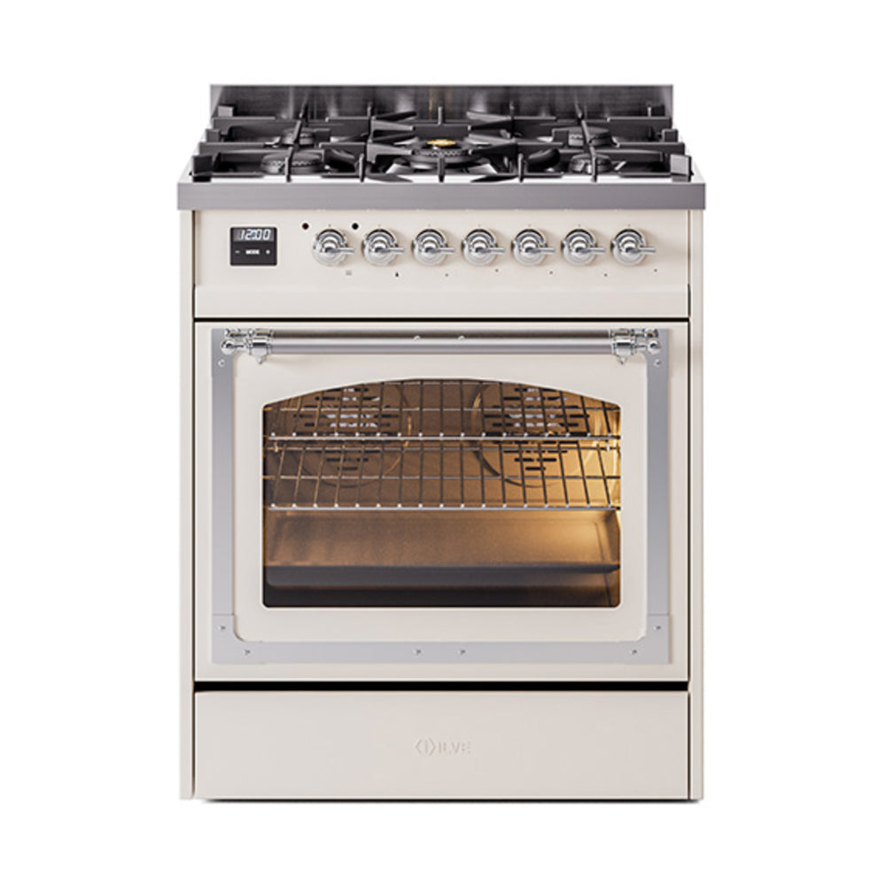ILVE Nostalgie II Noblesse 30" Dual Fuel Range Triple Glass Door UN30NMP