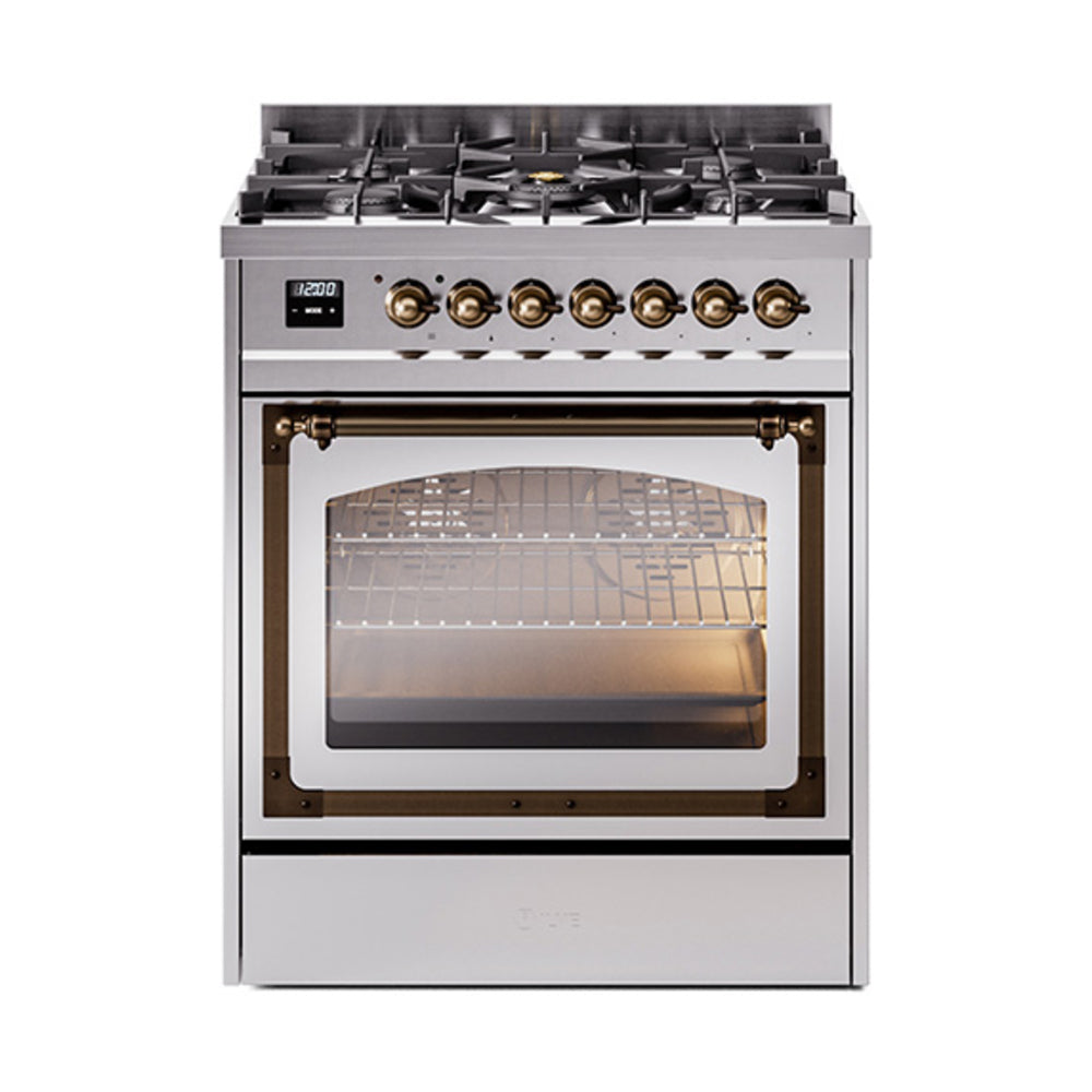 ILVE Nostalgie II Noblesse 30" Dual Fuel Range Triple Glass Door UN30NMP