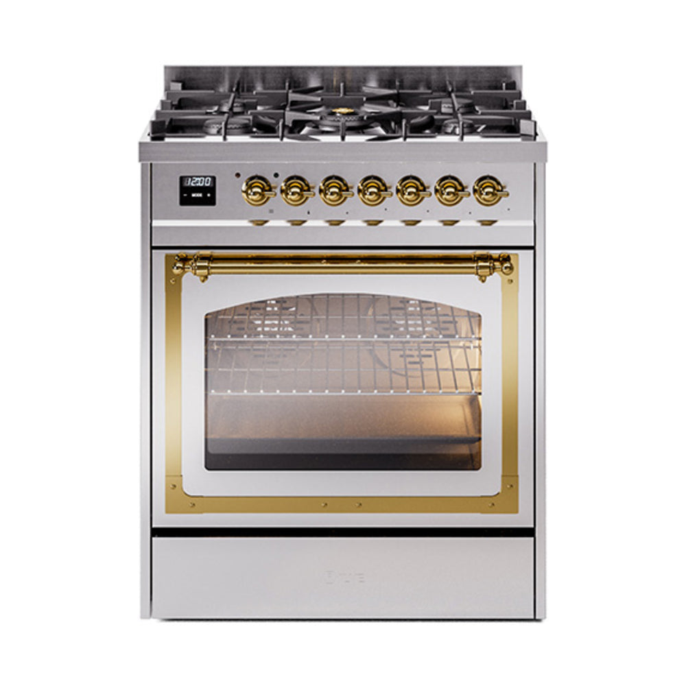 ILVE Nostalgie II Noblesse 30" Dual Fuel Range Triple Glass Door UN30NMP
