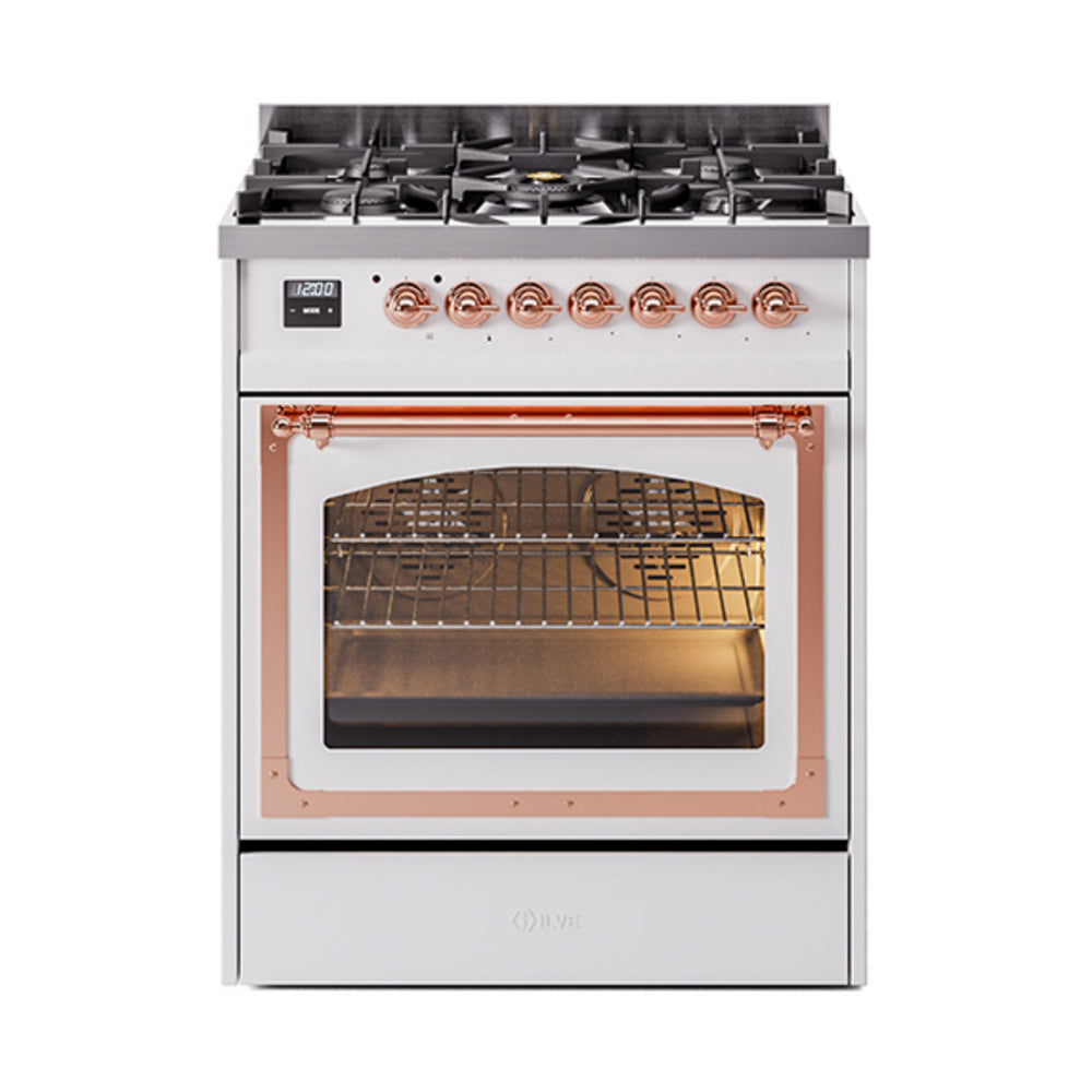 ILVE Nostalgie II Noblesse 30" Dual Fuel Range Triple Glass Door UN30NMP