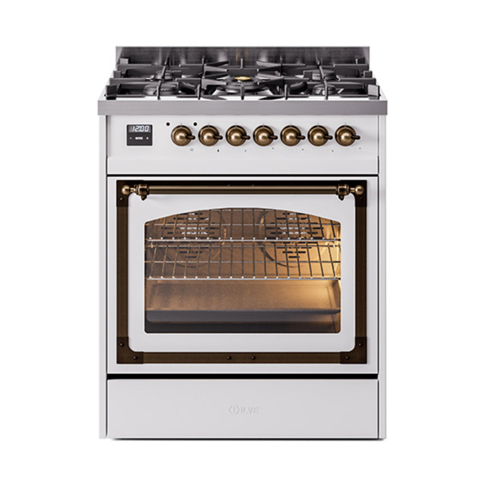 ILVE Nostalgie II Noblesse 30" Dual Fuel Range Triple Glass Door UN30NMP
