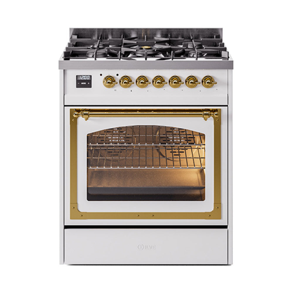 ILVE Nostalgie II Noblesse 30" Dual Fuel Range Triple Glass Door UN30NMP