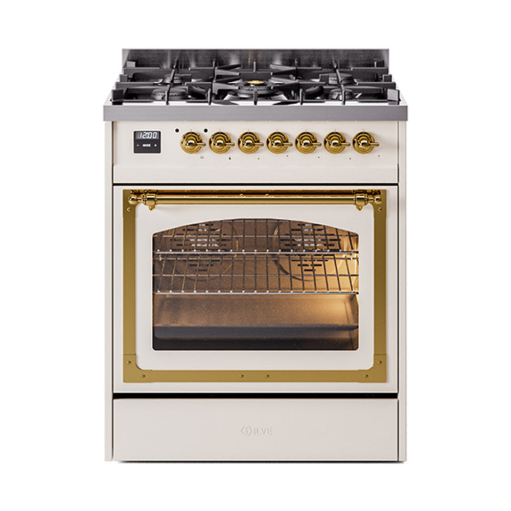 ILVE Nostalgie II Noblesse 30" Dual Fuel Range Triple Glass Door UN30NMP