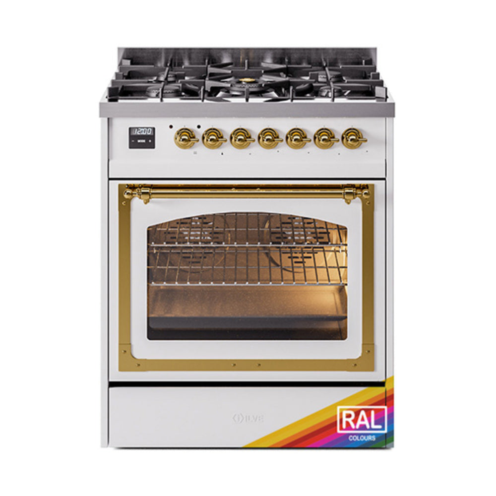 ILVE Nostalgie II Noblesse 30" Dual Fuel Range Triple Glass Door UN30NMP