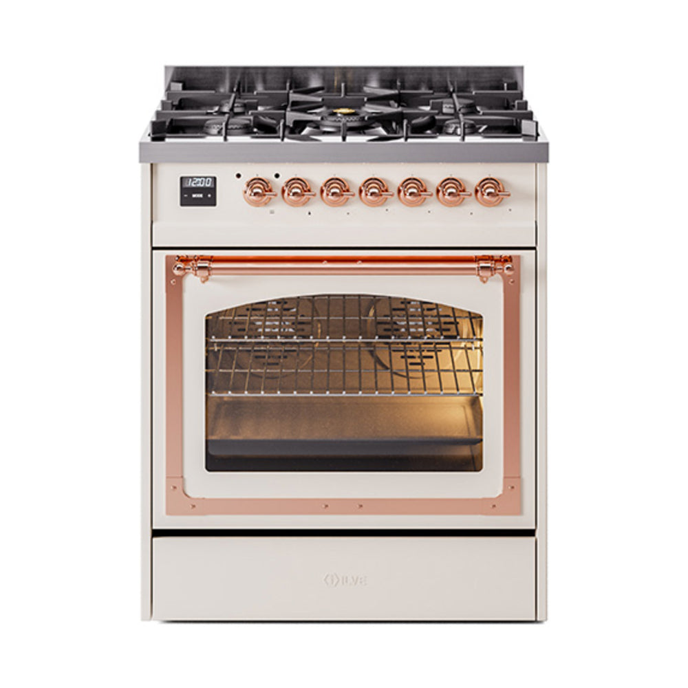 ILVE Nostalgie II Noblesse 30" Dual Fuel Range Triple Glass Door UN30NMP