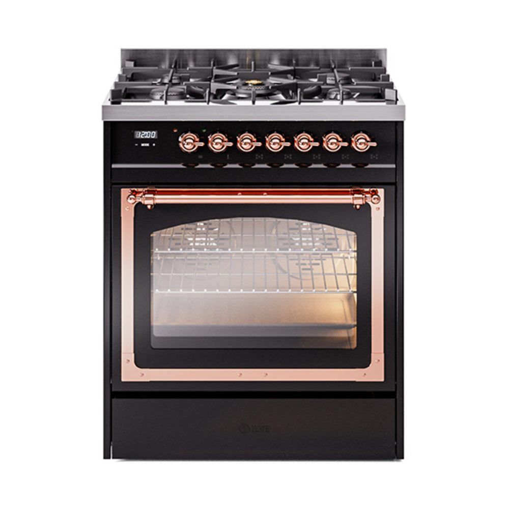 ILVE Nostalgie II Noblesse 30" Dual Fuel Range Triple Glass Door UN30NMP