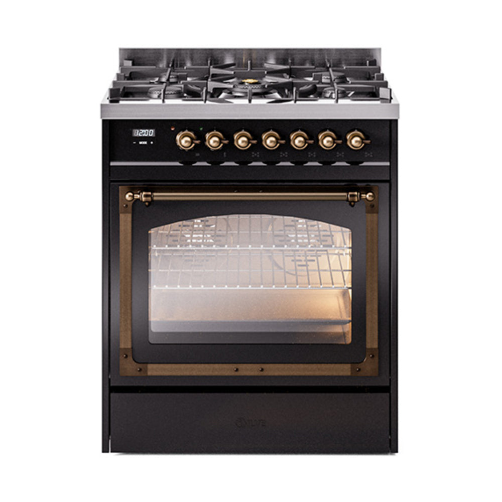 ILVE Nostalgie II Noblesse 30" Dual Fuel Range Triple Glass Door UN30NMP
