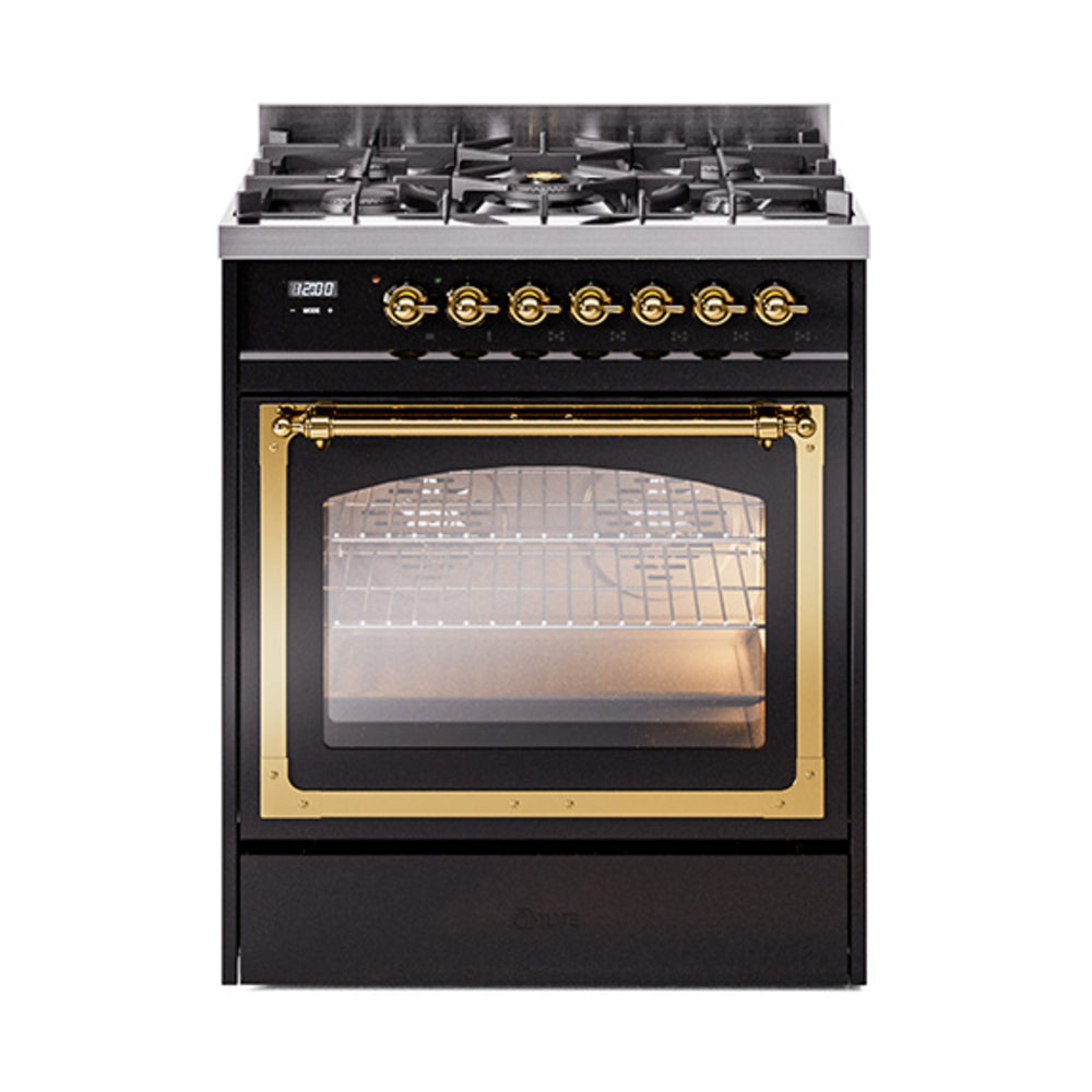 ILVE Nostalgie II Noblesse 30" Dual Fuel Range Triple Glass Door UN30NMP
