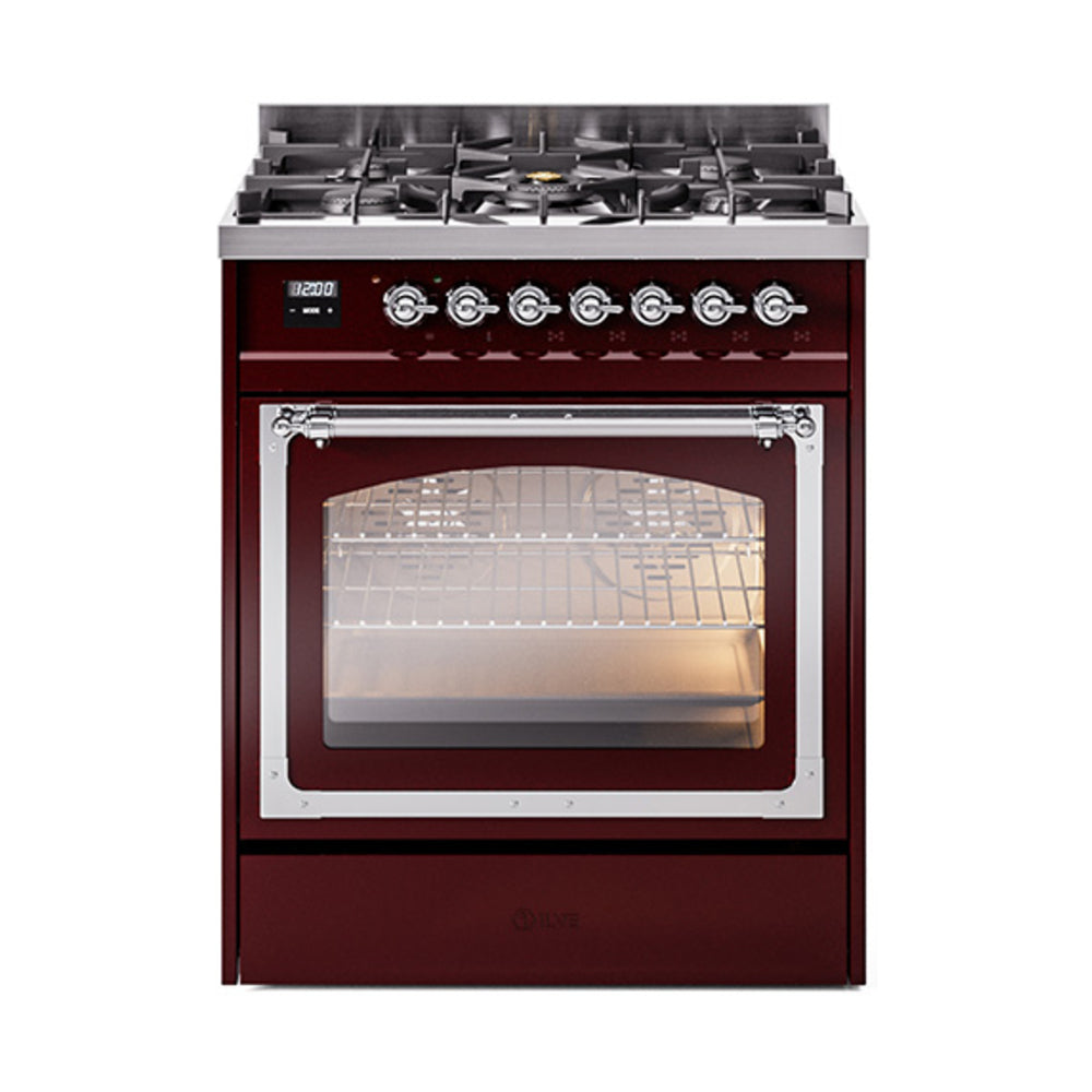 ILVE Nostalgie II Noblesse 30" Dual Fuel Range Triple Glass Door UN30NMP