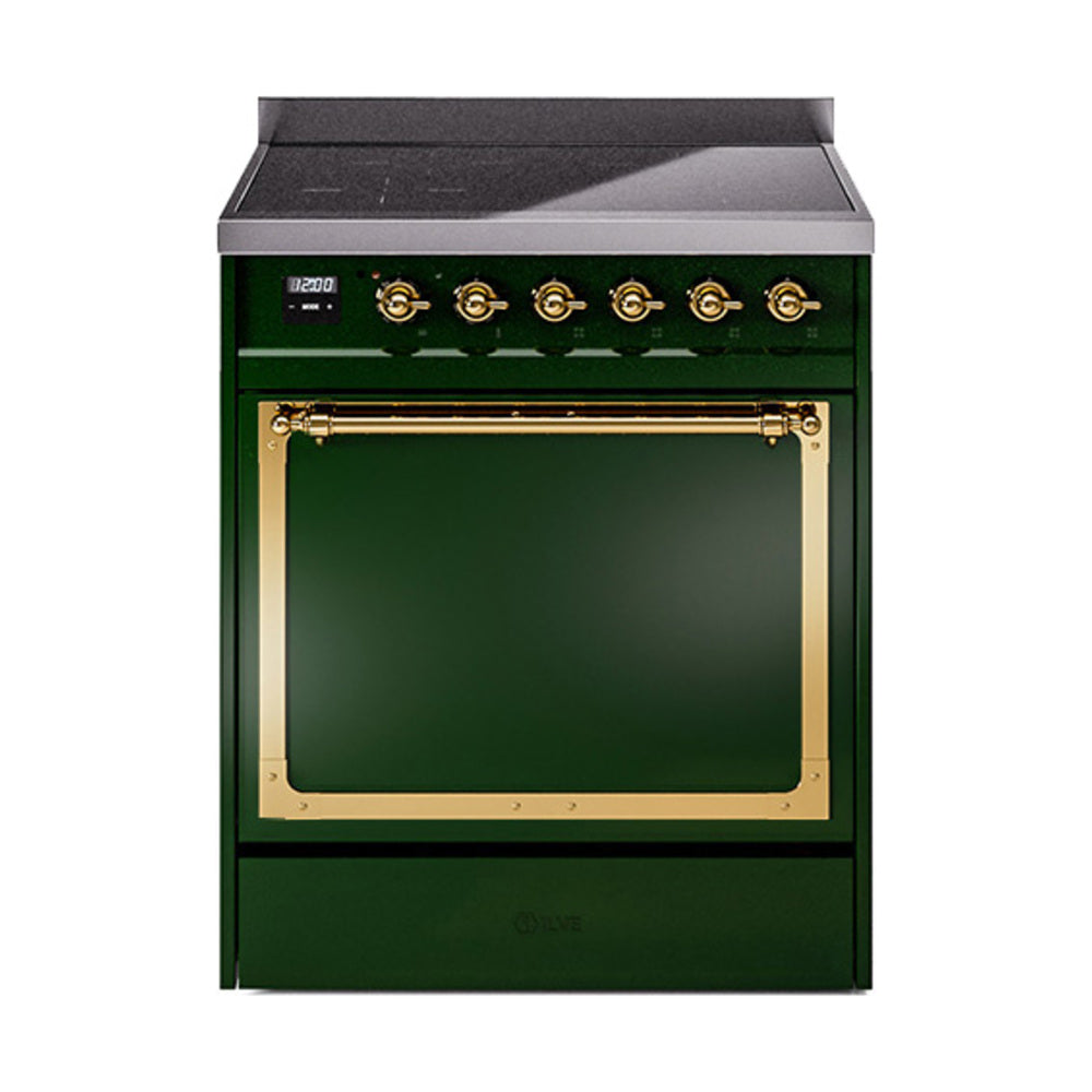 ILVE Nostalgie II Noblesse 30" Induction Freestanding Range with Solid Door UNI304QNMP