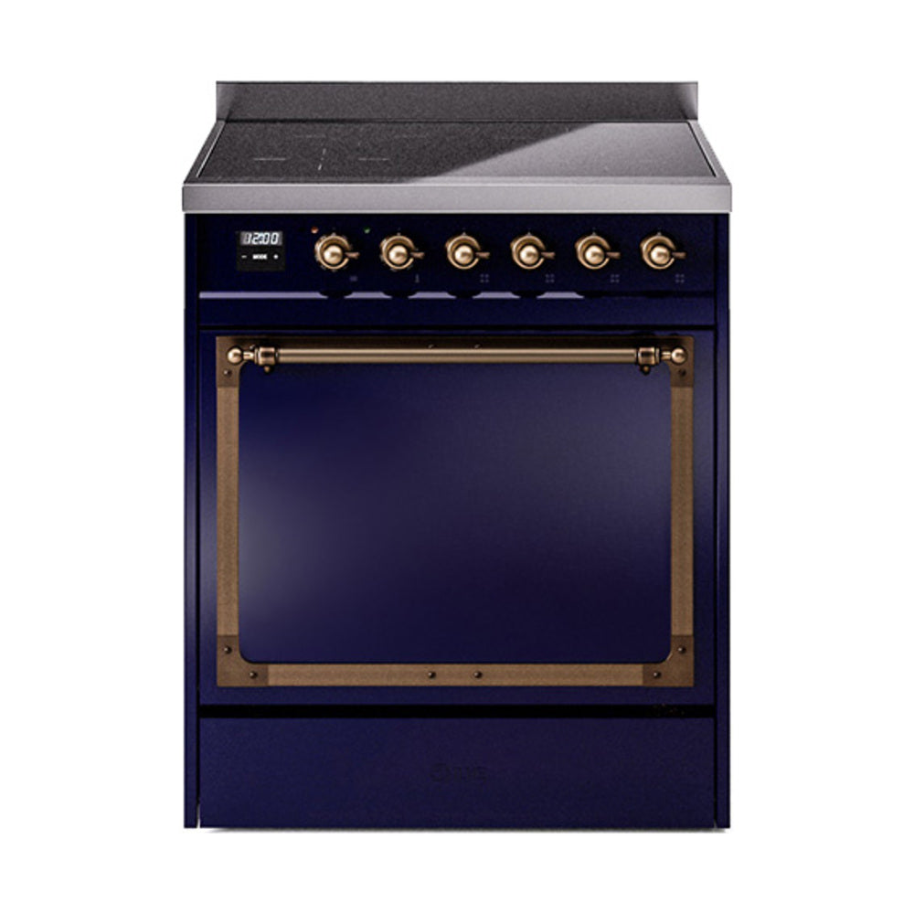 ILVE Nostalgie II Noblesse 30" Induction Freestanding Range with Solid Door UNI304QNMP