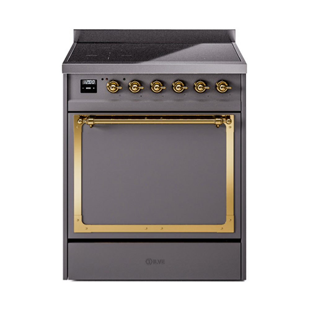 ILVE Nostalgie II Noblesse 30" Induction Freestanding Range with Solid Door UNI304QNMP