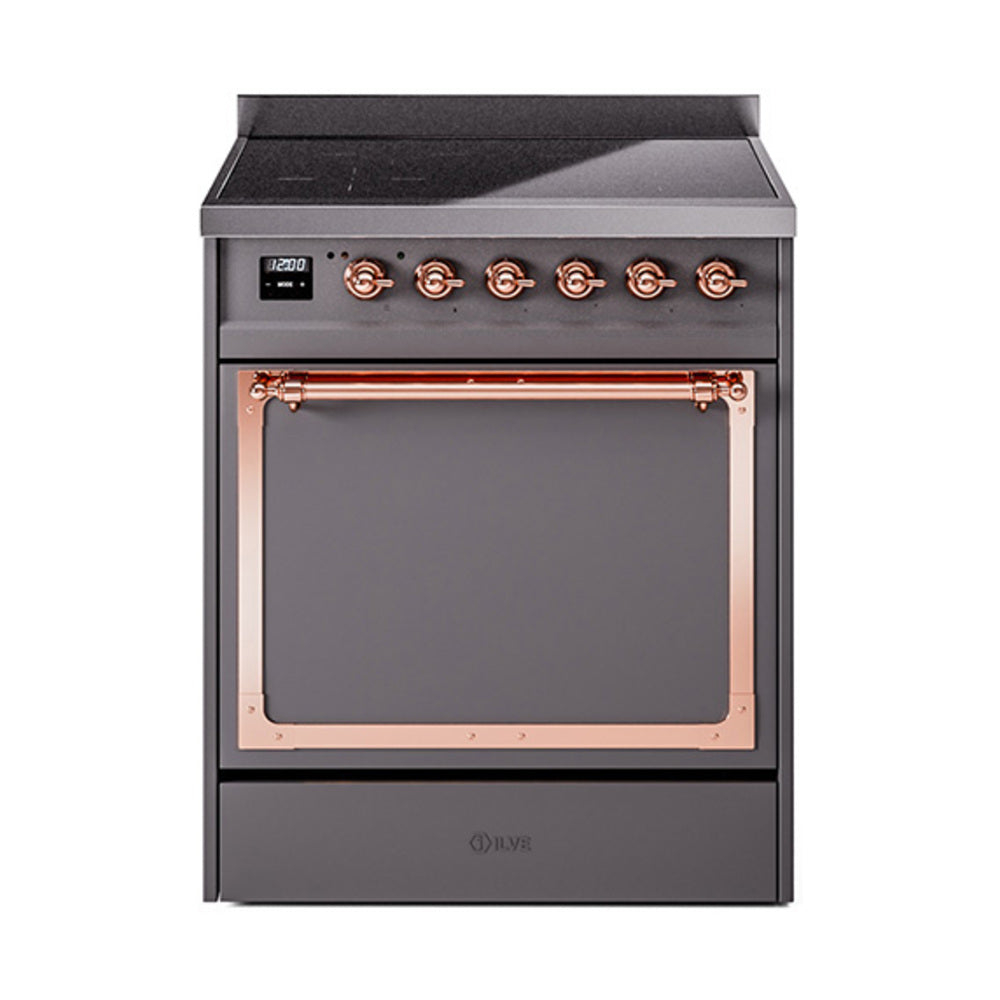 ILVE Nostalgie II Noblesse 30" Induction Freestanding Range with Solid Door UNI304QNMP
