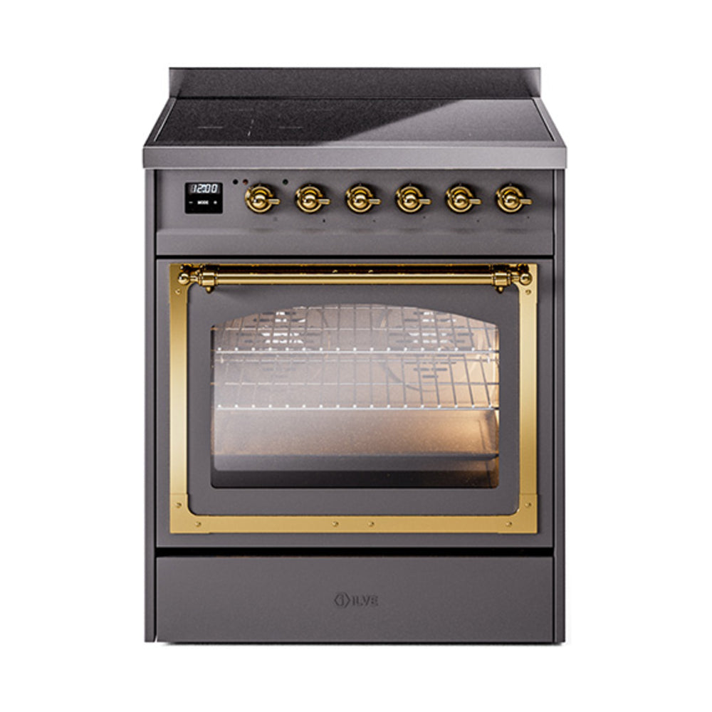 ILVE Nostalgie II Noblesse 30" Induction Freestanding Range with Triple Glass Door UNI304NMP