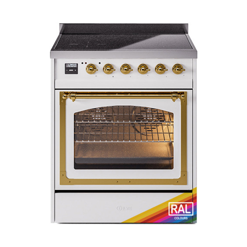 ILVE Nostalgie II Noblesse 30" Induction Freestanding Range with Triple Glass Door UNI304NMP