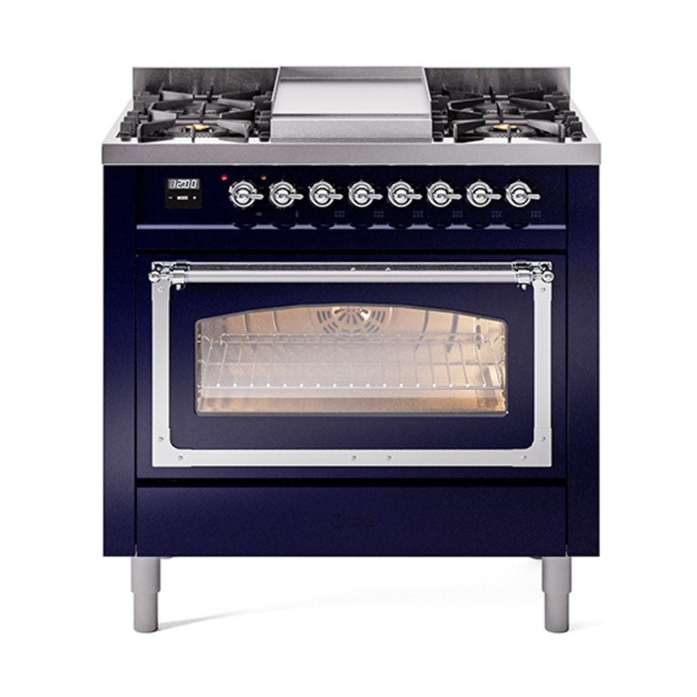 ILVE Nostalgie II Noblesse 36" Dual Fuel Range Triple Glass Door UN36FNMP