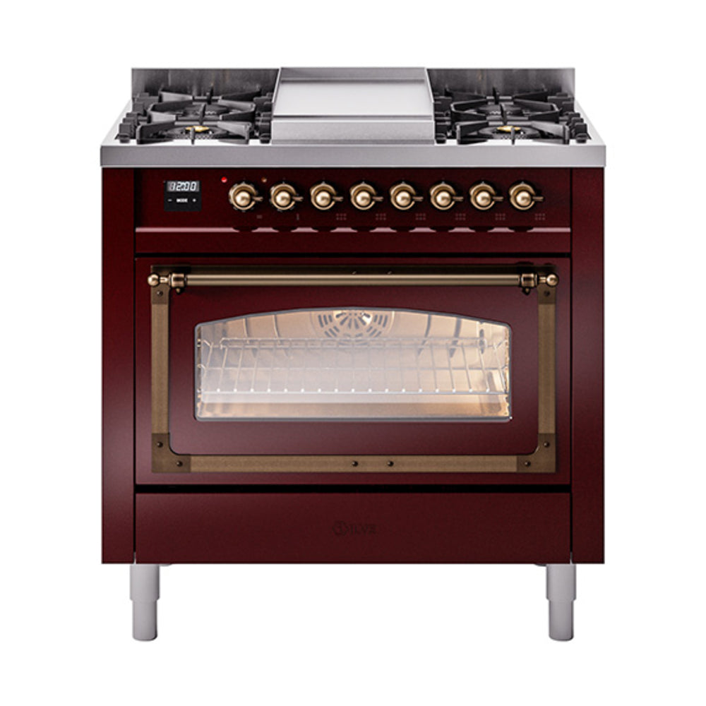 ILVE Nostalgie II Noblesse 36" Dual Fuel Range Triple Glass Door UN36FNMP