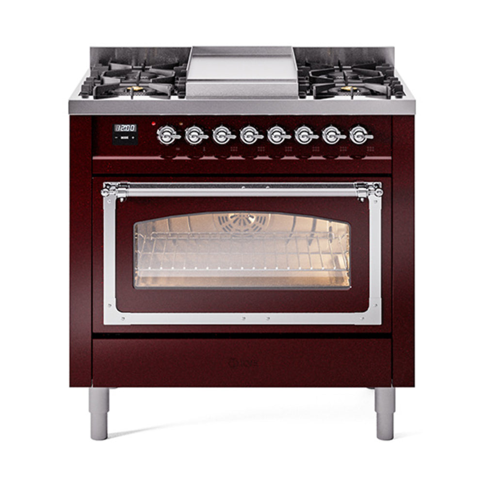 ILVE Nostalgie II Noblesse 36" Dual Fuel Range Triple Glass Door UN36FNMP