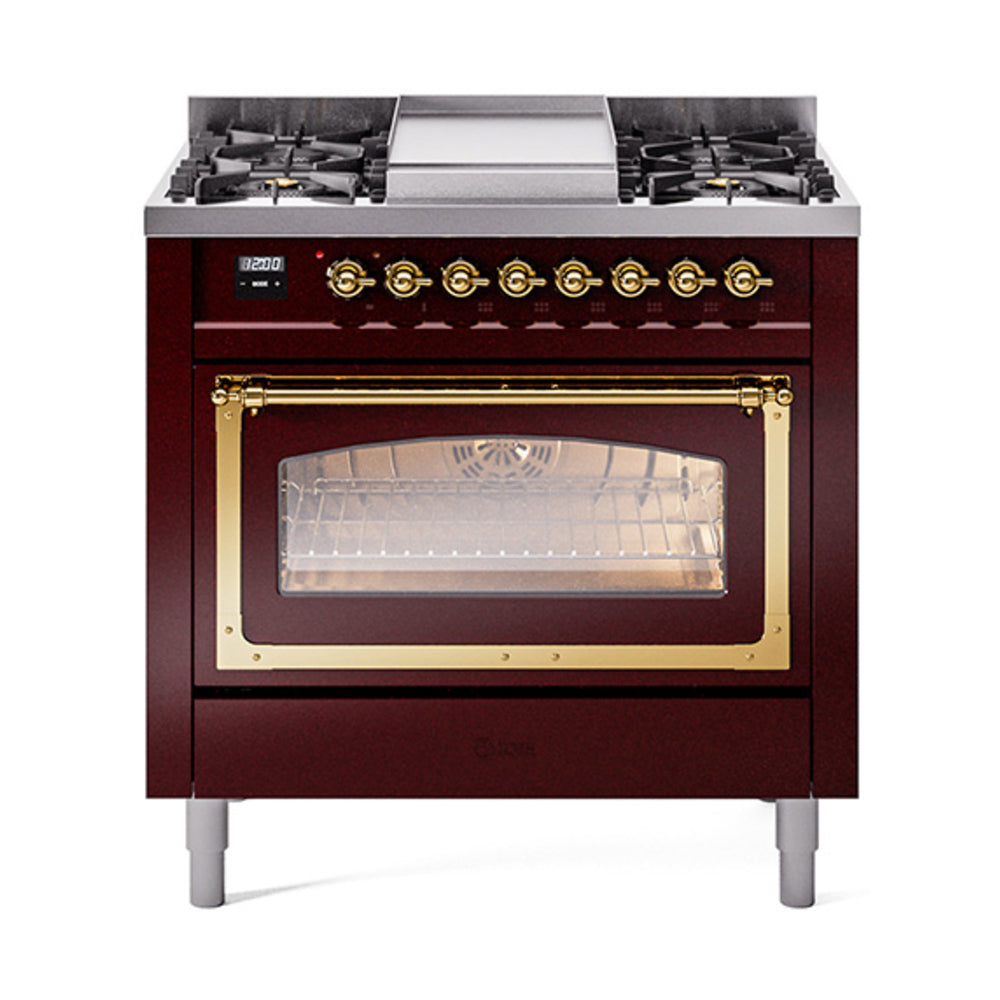 ILVE Nostalgie II Noblesse 36" Dual Fuel Range Triple Glass Door UN36FNMP