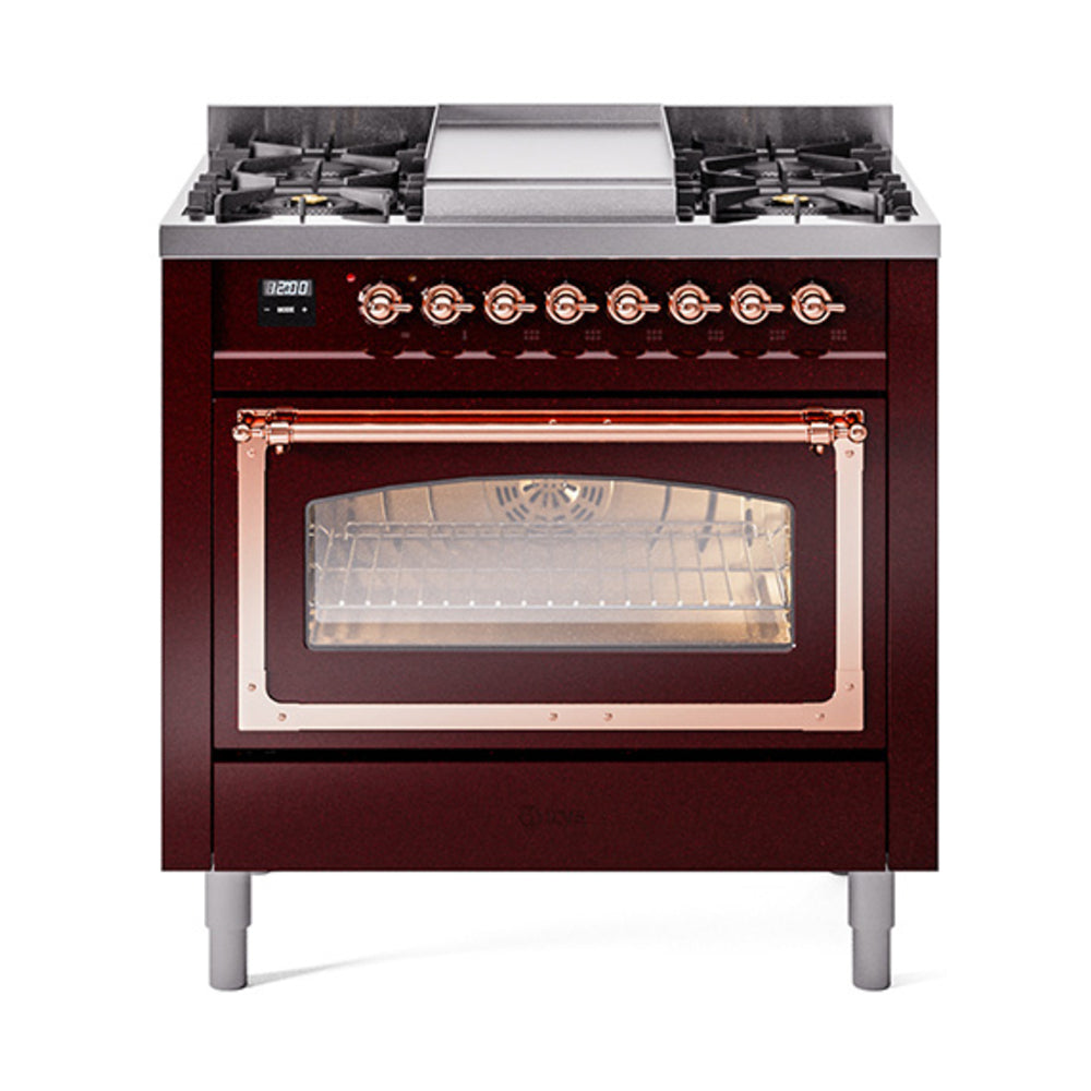 ILVE Nostalgie II Noblesse 36" Dual Fuel Range Triple Glass Door UN36FNMP
