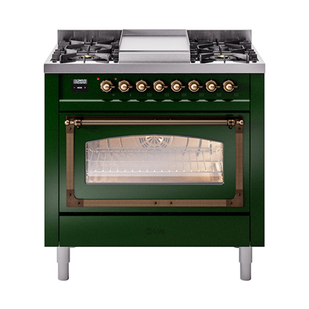 ILVE Nostalgie II Noblesse 36" Dual Fuel Range Triple Glass Door UN36FNMP