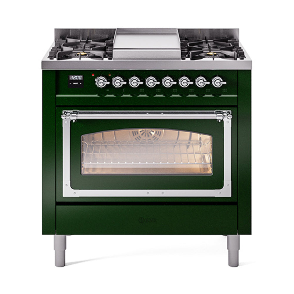 ILVE Nostalgie II Noblesse 36" Dual Fuel Range Triple Glass Door UN36FNMP
