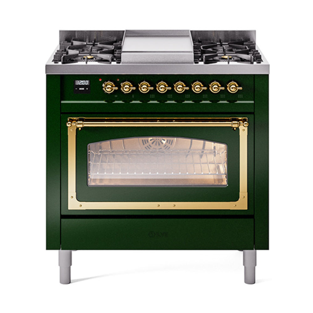 ILVE Nostalgie II Noblesse 36" Dual Fuel Range Triple Glass Door UN36FNMP