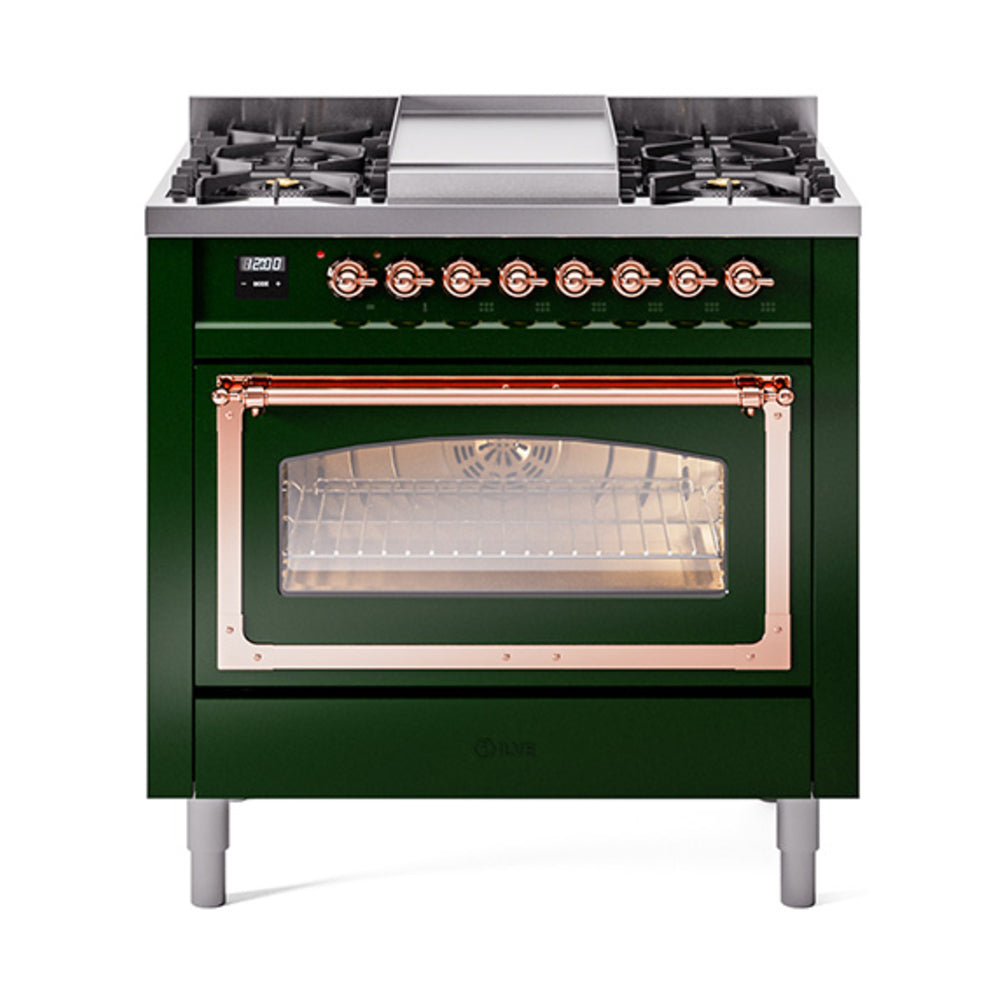 ILVE Nostalgie II Noblesse 36" Dual Fuel Range Triple Glass Door UN36FNMP