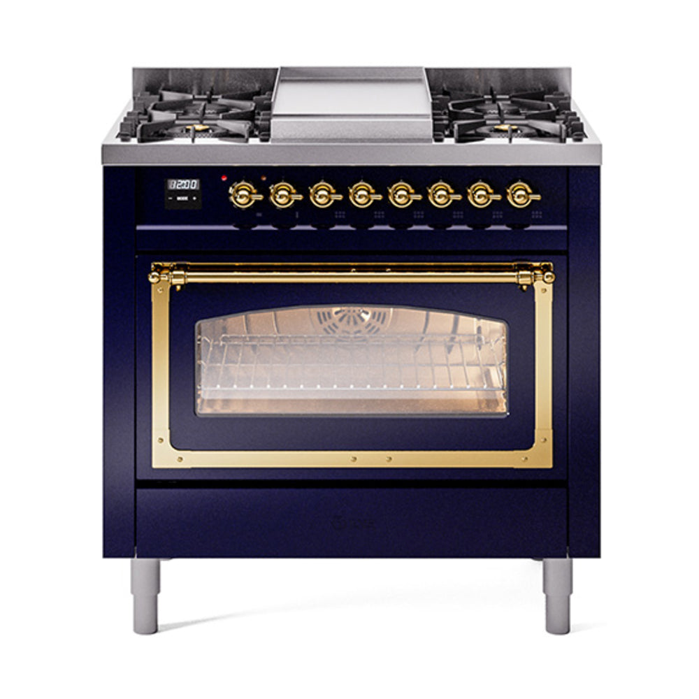 ILVE Nostalgie II Noblesse 36" Dual Fuel Range Triple Glass Door UN36FNMP