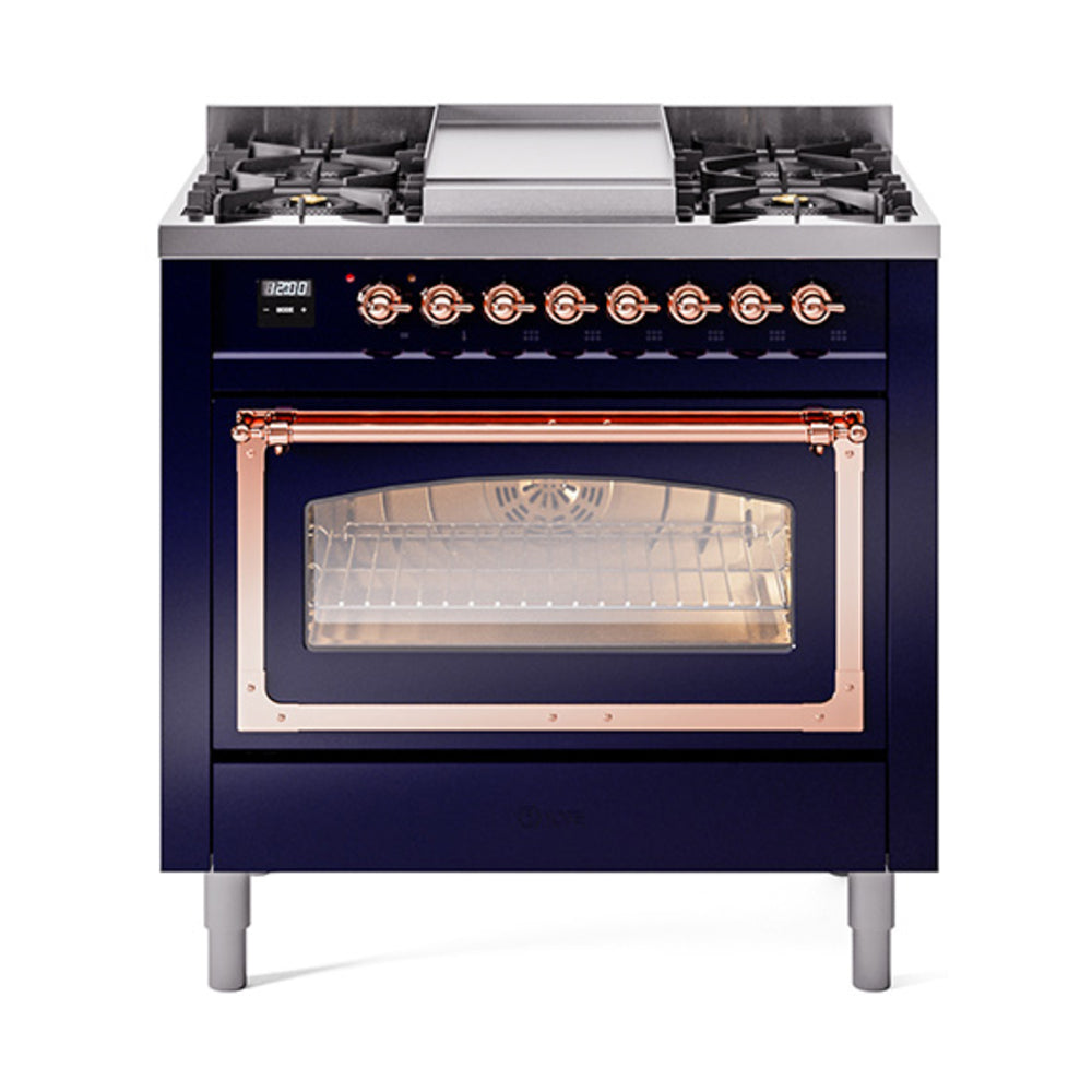 ILVE Nostalgie II Noblesse 36" Dual Fuel Range Triple Glass Door UN36FNMP