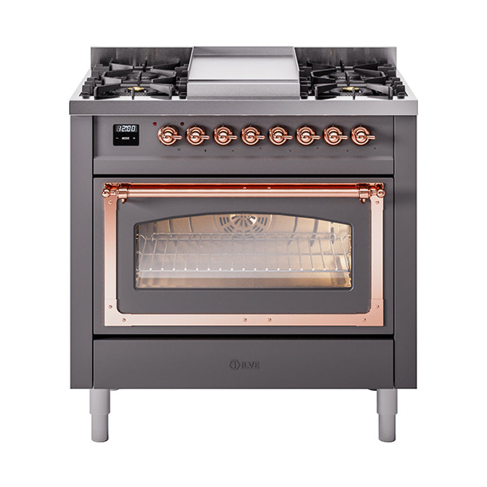 ILVE Nostalgie II Noblesse 36" Dual Fuel Range Triple Glass Door UN36FNMP