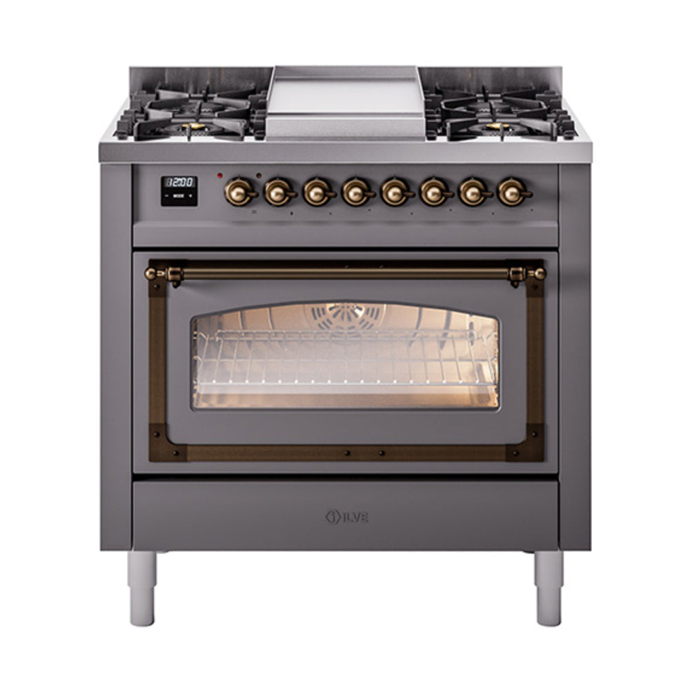 ILVE Nostalgie II Noblesse 36" Dual Fuel Range Triple Glass Door UN36FNMP