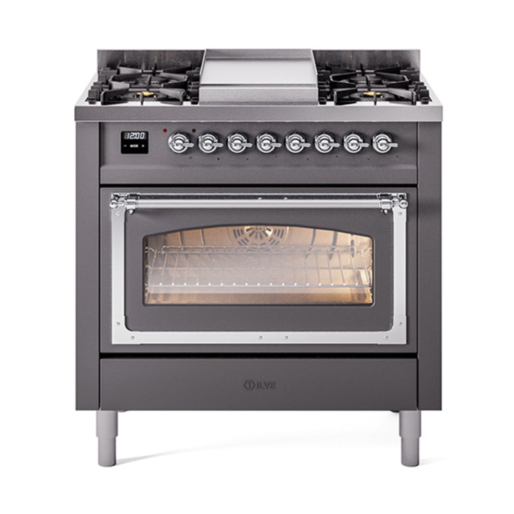 ILVE Nostalgie II Noblesse 36" Dual Fuel Range Triple Glass Door UN36FNMP