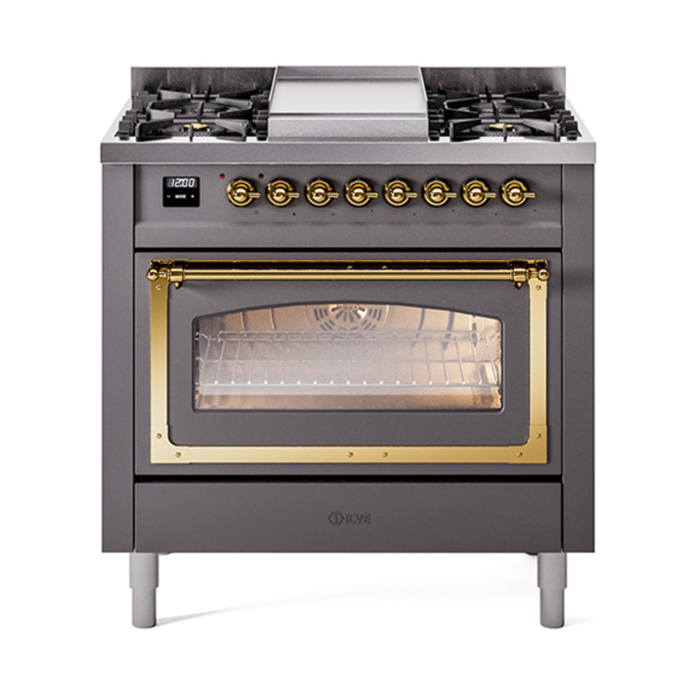 ILVE Nostalgie II Noblesse 36" Dual Fuel Range Triple Glass Door UN36FNMP
