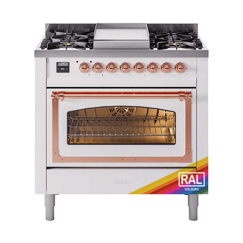ILVE Nostalgie II Noblesse 36" Dual Fuel Range Triple Glass Door UN36FNMP