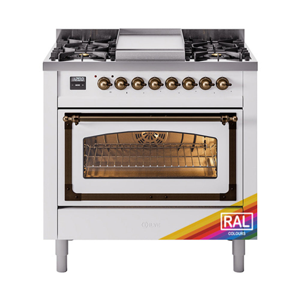 ILVE Nostalgie II Noblesse 36" Dual Fuel Range Triple Glass Door UN36FNMP