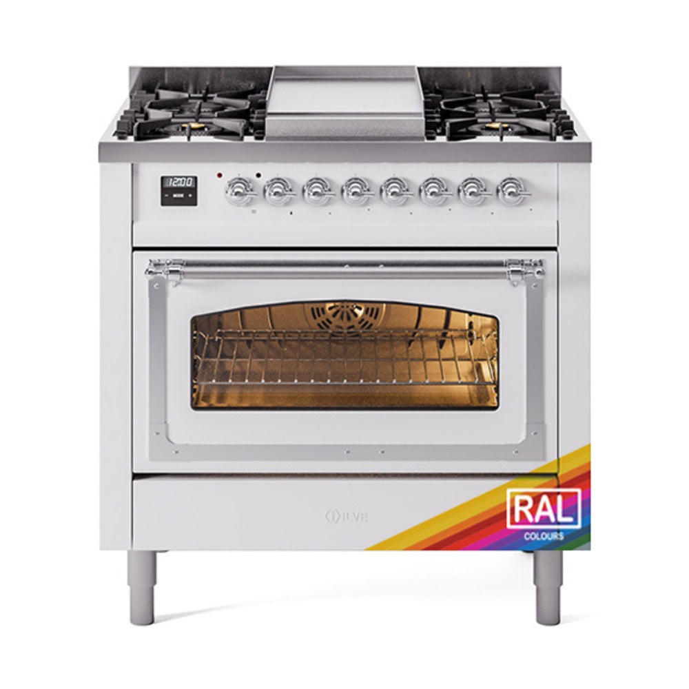 ILVE Nostalgie II Noblesse 36" Dual Fuel Range Triple Glass Door UN36FNMP