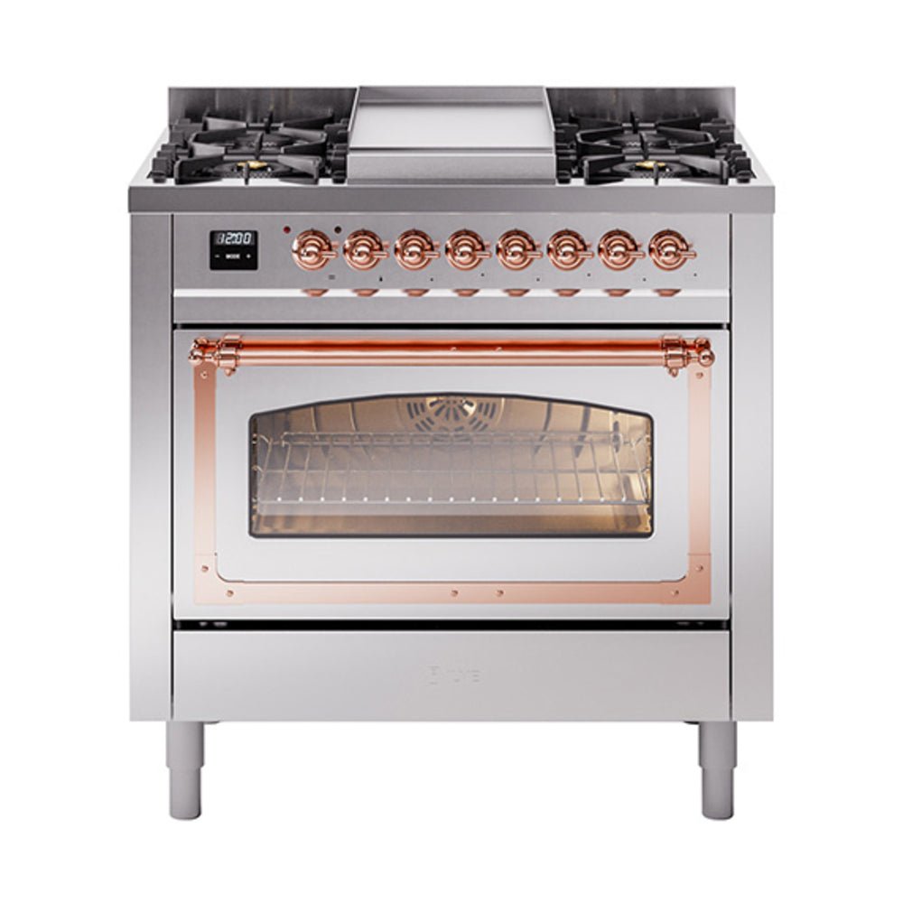 ILVE Nostalgie II Noblesse 36" Dual Fuel Range Triple Glass Door UN36FNMP