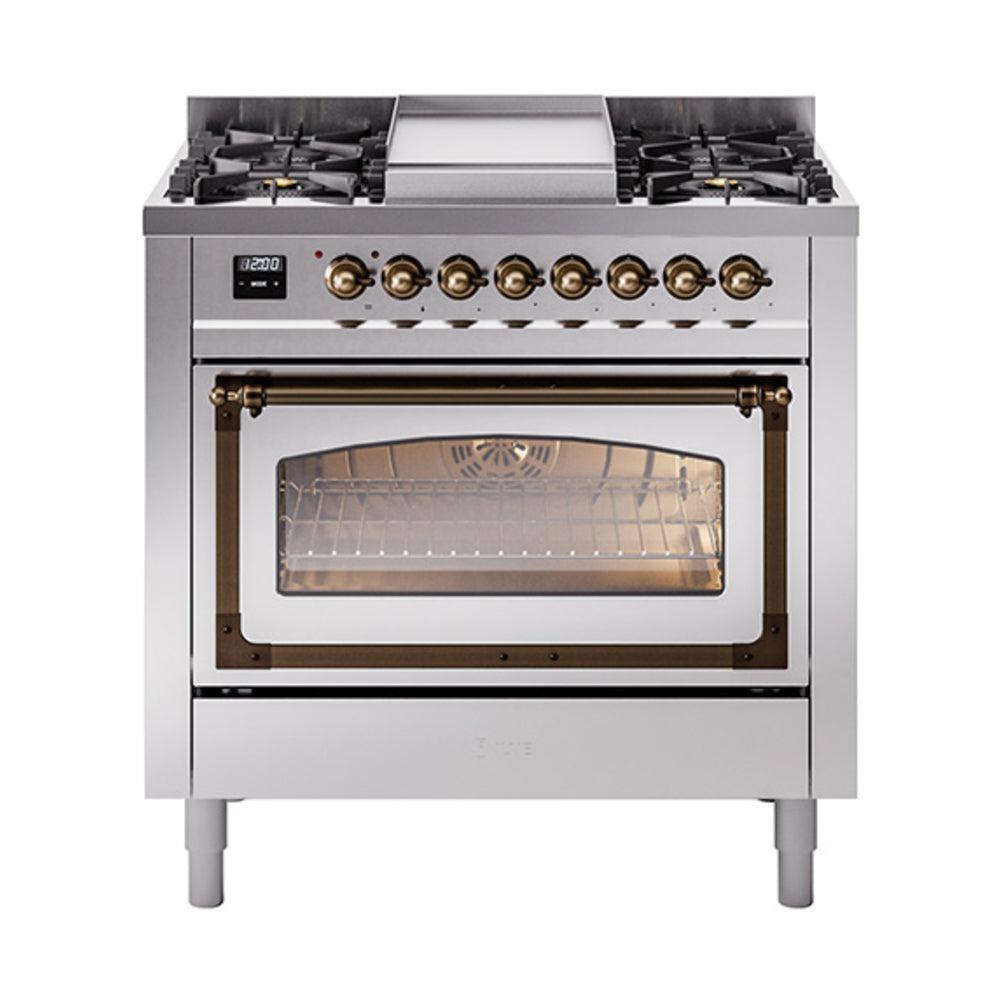 ILVE Nostalgie II Noblesse 36" Dual Fuel Range Triple Glass Door UN36FNMP