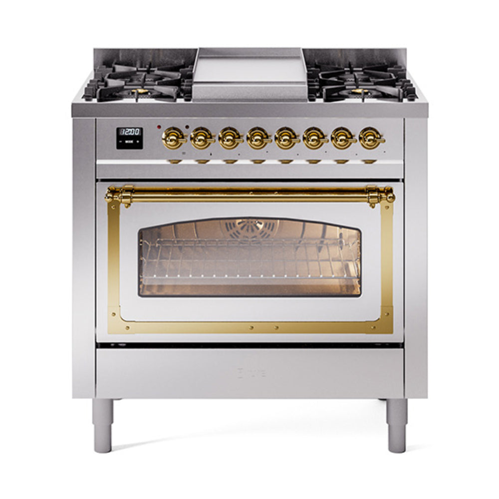 ILVE Nostalgie II Noblesse 36" Dual Fuel Range Triple Glass Door UN36FNMP