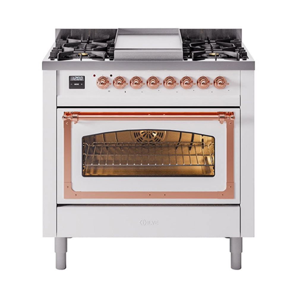 ILVE Nostalgie II Noblesse 36" Dual Fuel Range Triple Glass Door UN36FNMP