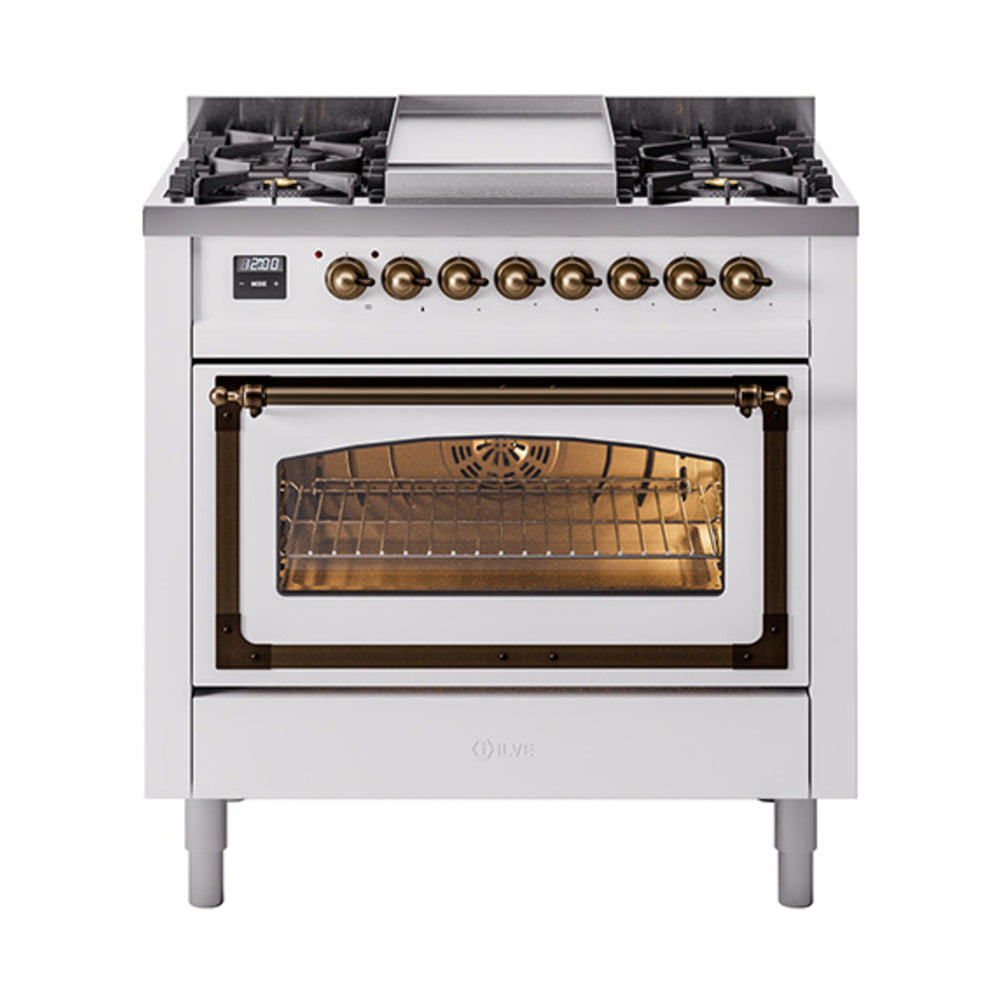 ILVE Nostalgie II Noblesse 36" Dual Fuel Range Triple Glass Door UN36FNMP