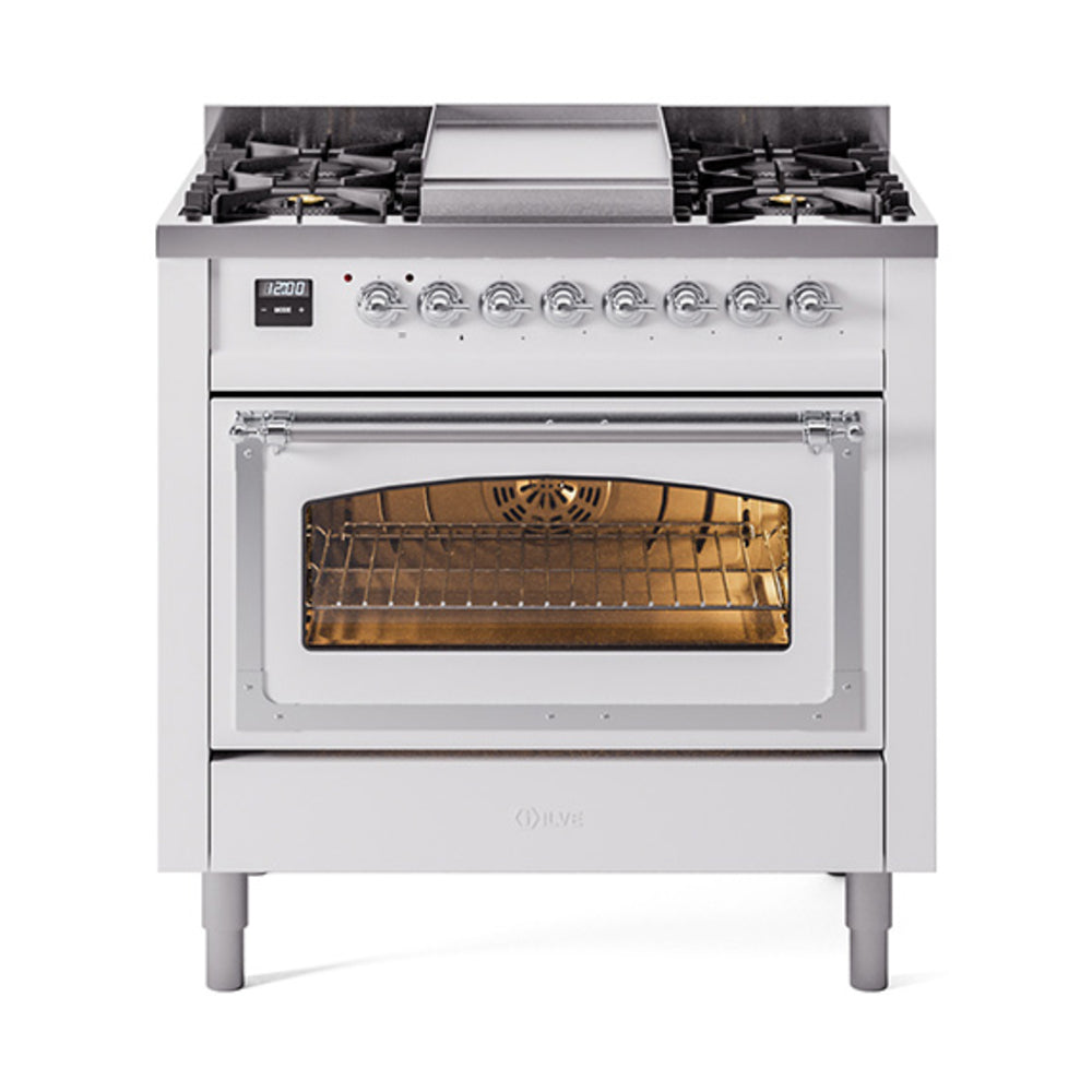 ILVE Nostalgie II Noblesse 36" Dual Fuel Range Triple Glass Door UN36FNMP