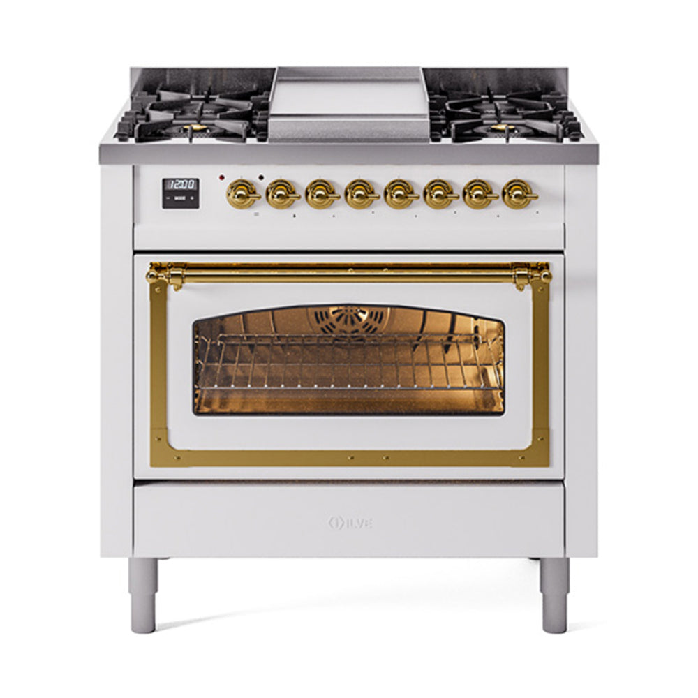 ILVE Nostalgie II Noblesse 36" Dual Fuel Range Triple Glass Door UN36FNMP