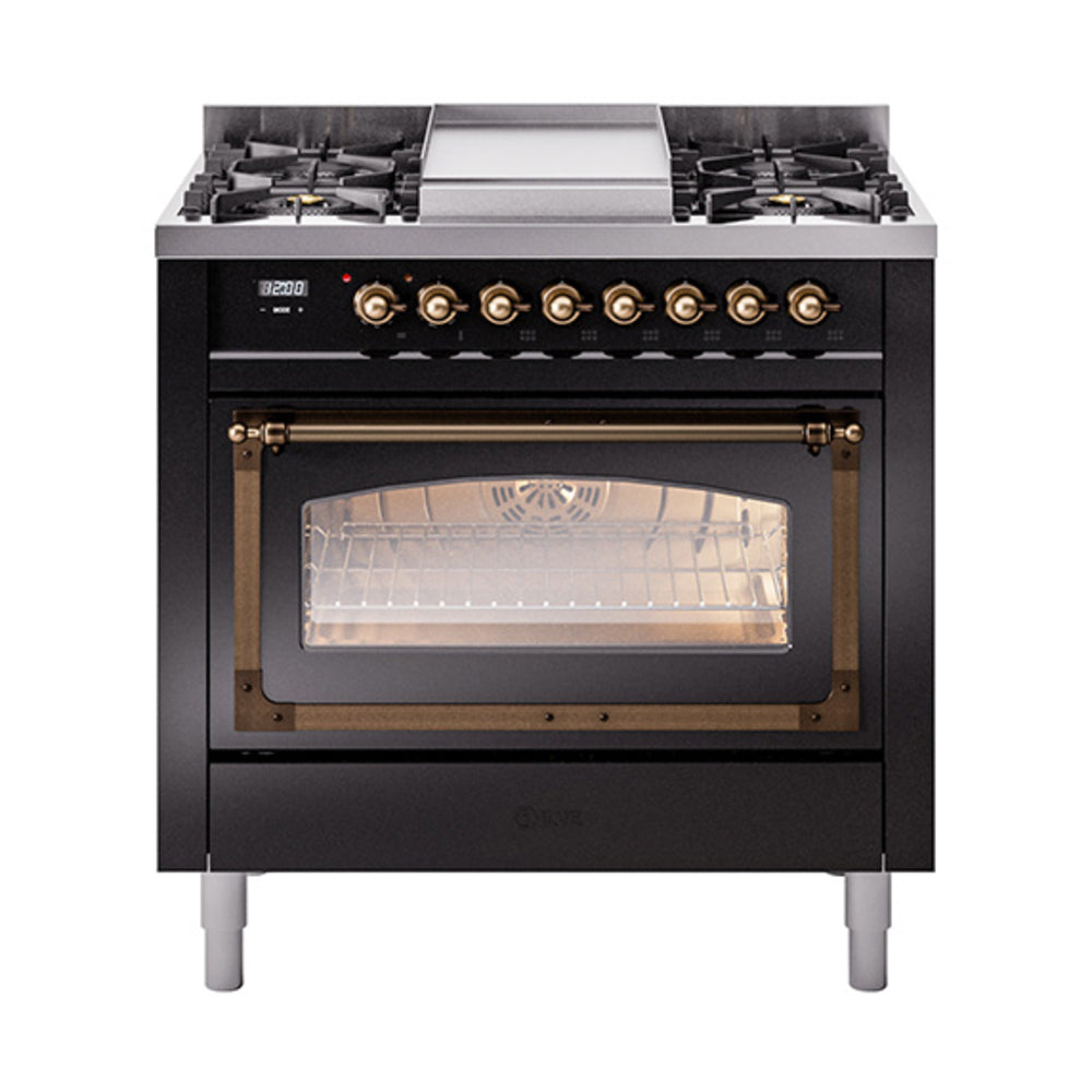 ILVE Nostalgie II Noblesse 36" Dual Fuel Range Triple Glass Door UN36FNMP