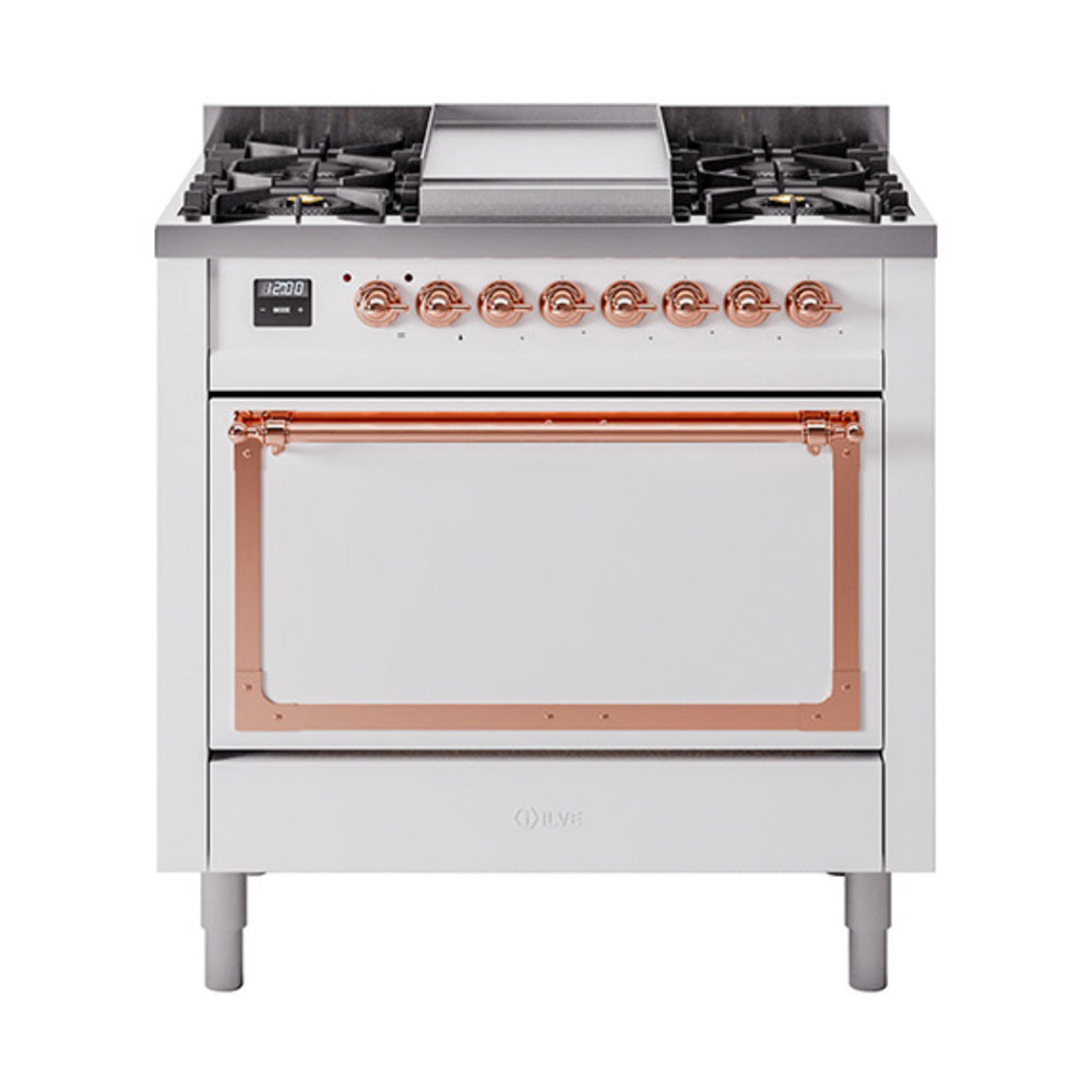 ILVE Nostalgie II Noblesse 36" Dual Fuel Range with Solid Door UN36FQNMP
