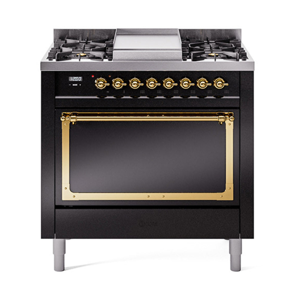 ILVE Nostalgie II Noblesse 36" Dual Fuel Range with Solid Door UN36FQNMP