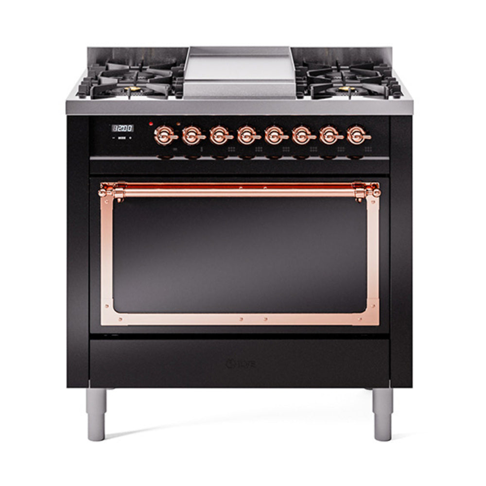 ILVE Nostalgie II Noblesse 36" Dual Fuel Range with Solid Door UN36FQNMP